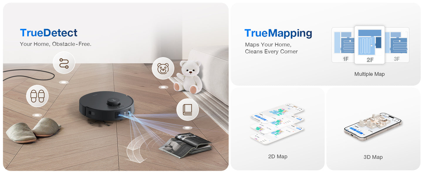 ECOVACS Deebot T30 Omni Robot Vacuum Cleaner with Wiping Function, Mini Station Vacuum Cleaner Robot, 11,000 PA Suction Power, Adaptive Edge Cleaning with TruEdge™ Mopping Technology, ZeroTangle™