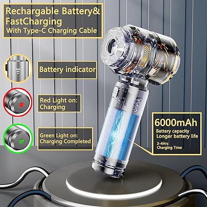 Lyiazsoy Car Vacuum Cleaner,22000PA High Power Mini Vacuum Cleaner,Rechargeable Handheld Vacuum,Portable Cordless Compressed Air Duster Air Blower for Car Home (goldblack)